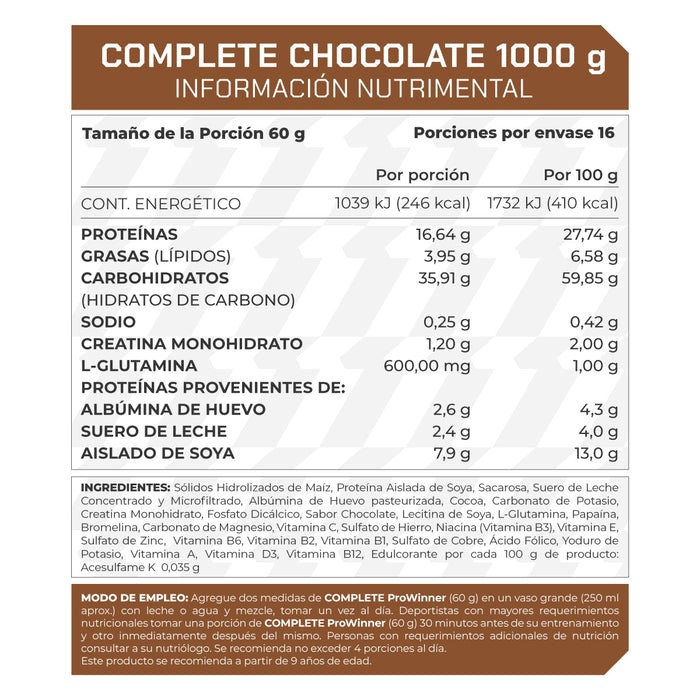 Prowinner Complete chocolate 1 kg - Imagen 2